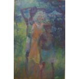 Thomas (Tom) McAulay (1946-), Mundoo children oil on board, signed lower right & dated '71, 49cm x