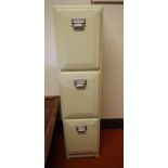 Retro style metal cabinet with 3 hinged pull out compartments, 30cm wide, 127cm high approx