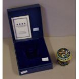 Halcyon days enamel " Pheasant" trinket box in original box, H4.5cm aprox
