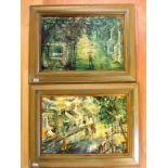 Joan Dent (1916-2002), Terrace Houses Two oil on board, each 21 x 31.5 cm approx