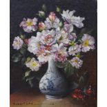 Robert Bruce Cox (1934-2001) "Chinese Vase", oil on board, signed lower right, 13cm X 10cm approx