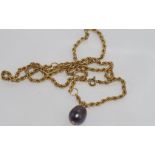 Israeli 9ct gold chain with pearl pendant weight: approx 5.43 grams
