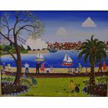 Narelle Wildman (1946-), Sydney Harbour oil on board, signed lower left, 39cm x 50cm approx.