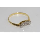 18ct yellow gold and diamond semi-circle ring weight: approx 2.5 grams, size: S/9