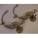 Two Victorian brass light wall fittings W36cm approx