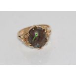 9ct yellow gold Boulder opal ring weight: approx 3.17 grams, size: M-N/6