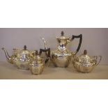 Art Nouveau sterling silver tea & coffee set hallmarked Sheffield 1913 (Martin Hall & Co Ltd),