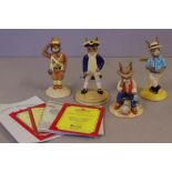 Four Royal Doulton Bunnykins figurines to include Captain Cook, Digger, Waltzing Matilda, and