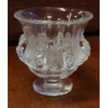 Lalique 'Dampierre' glass vase with frosted bird decoration, signed Lalique France to base, 12cm