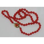 Red coral bead necklace size: approx 56cm length