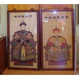 Two large Chinese ancestor pictures 138cm x 77cm approx