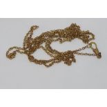 Long 10ct gold chain with metal parrot clasp total weight: approx 17.5 grams, (without end approx 16