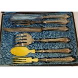 Antique 6 piece French silver & ivory carving set in original box. NB. this item cannot be