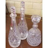 Pair of Webb and Corbett crystal decanters together with one other cut crystal decanter, H33cm