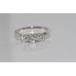 18ct white gold, diamond trilogy ring TDW=1.10cts G-H VS, weight: approx 5.07 grams, size: N-O/7