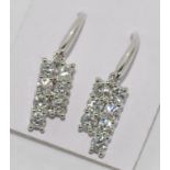 18ct white gold and diamond drop earrings each set with seven diamonds, TDW=1.00 ct, weight: