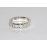 18ct white gold and 6 diamond ring comprising six baguette cut diamonds, TDW = 0.9ct H/Si1,