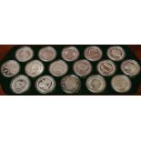 Sydney Olympics silver coin collection cased, 16 proof coins, each 99.9% silver, 31.635g