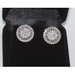 18ct white gold multi-diamond earrings total weight: 5.39 grams, 86 brilliant cut diamonds TDW=1.