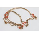 Vintage 12ct gold and pink coral necklace (clasp needs attention), unmarked but tested as 12ct,