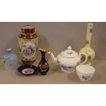 Limoges, Gouda, Coalport & Royal Copenhagen vases jug, dish, teapot & sugar bowl