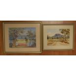 Two Australian watercolour landscapes comprising of Paul Warner "Lake Narrabeen" 27cm x 36cm and V.