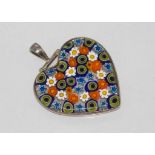 Silver (925) heart shaped millefiori pendant