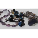 Agate necklace in shades of grey with another two stone set necklace