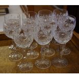 Eleven Waterford crystal hock wine glasses Lismore pattern