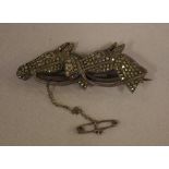 Vintage German marcasite horse brooch stamped 'Sterling'