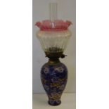 Doulton Lambeth Slaters lamp Slater's patent stoneware font with a royal blue background and gilt