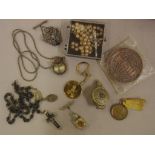 Quantity of vintage costume jewellery together with medallions, scent bottles, etc