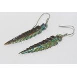 Leaf shaped paua shell earrings