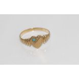 Vintage 9ct gold & turquoise signet ring weight: approx 1 grams,size: K-L/5 (tested as 9ct)