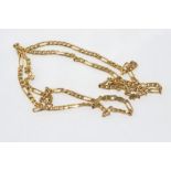 9ct yellow gold necklace with five smaller links alternating with a larger link, weight: approx 13.5