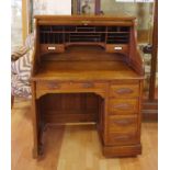 Antique American oak roll top desk 106cm wide, 81cm deep, 133cm high