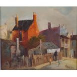 Ronald McKenzie (1888-1963) "The red house" oil on board, signed lower right, 18cm X 21cm approx