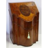Georgian inlaid mahogany knife box with fitted interior, 34cm high