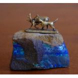 Small opal rock with mounted stag sculpture 4cm high