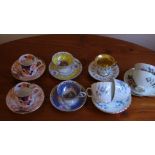 Nine various coffee cups with saucers including Crown Staffordshire