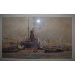 Charles Tindall (1863 - 1951) S.S Arnaldo de Bescio, Wolloomoolloo. Watercolour. Signed lower