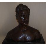 Arthur Fleischmann (1896-1990) Bust of gentleman bronze on marble base, signed at the back of the