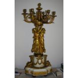 Large ormolu candlebra on marble base, 93cm high