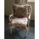 Wicker armchair and cushions