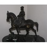 Bronze sculpture of a man and horse 33cm high