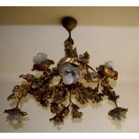 Belgium hand crafted gilt & iron light fitting