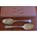 Pair or Fairfax & Roberts Queen pattern silver plated serving spoons, in original Fairfax &