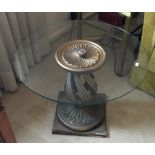 Glass & gilt pedestal coffee table