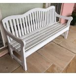 White slat garden bench