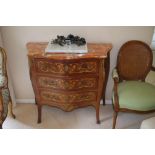 French three drawer commode with marble top